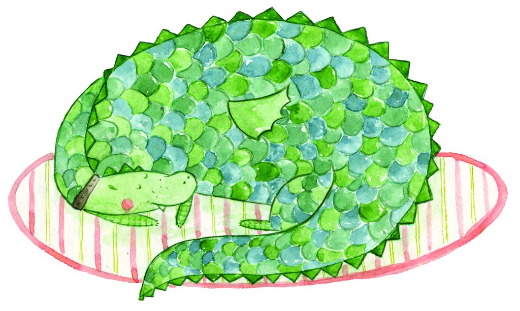 Sleeping dragon watercolor